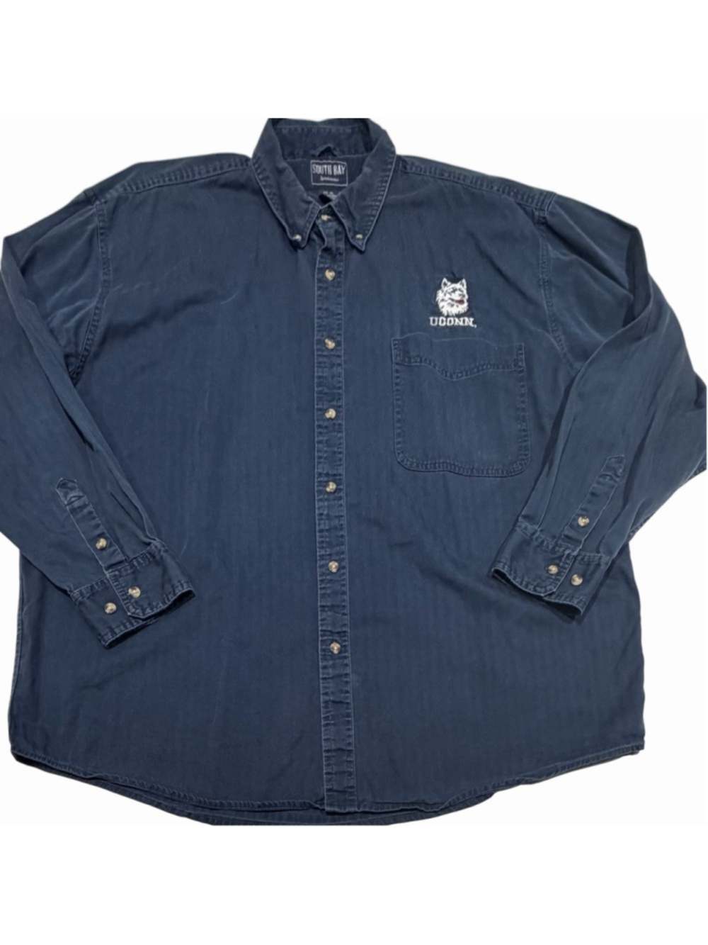 UConn Huskies South Bay XL Navy Button Up Shirt Embroidered Collegiate READ